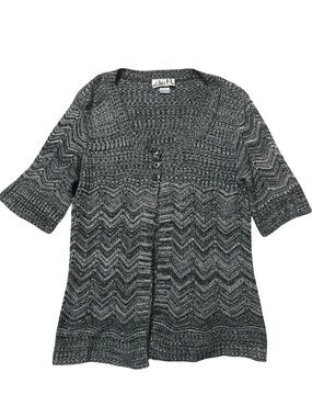 212 New York Black Gray Chevron Knit Cardigan